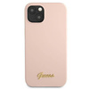Guess GUHMP13MLSLMGLP iPhone 13 6.1 "Hellrosa / Hellrosa Hardcase Silikonschrift Gold Logo Magsafe