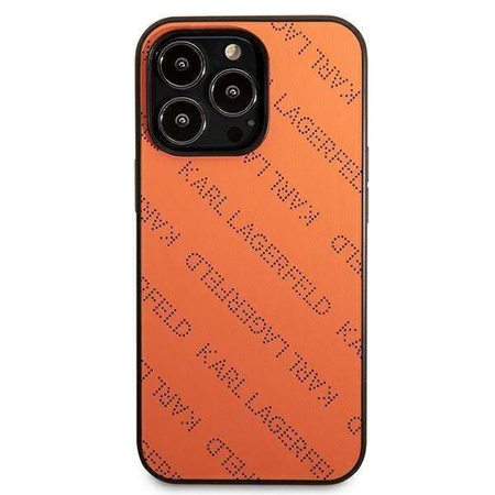 Original Handyhülle IPHONE 13 PRO Karl Lagerfeld Hardcase Perforated Allover (KLHCP13LPTLO) orange