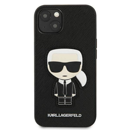 Karl Lagerfeld KLHCP13SOKPK iPhone 13 mini 5,4 &quot;black / black hardcase Saffiano Ikonik Karl`s Patch