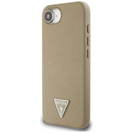 Guess Grained Triangle MagSafe iPhone 16e Hülle - Braun