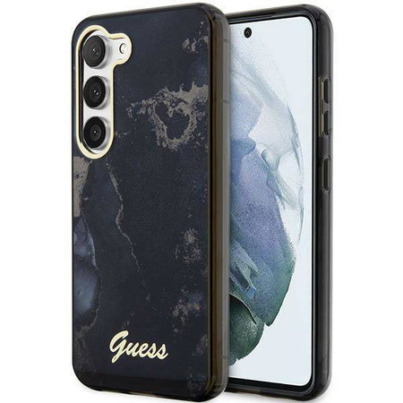 Guess GUHCS23MHTMRSK S23+ S916 schwarz/schwarzer Hartschalenkoffer Golden Marble Collection