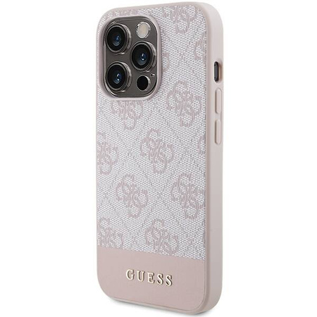Original Handyhülle APPLE IPHONE 15 PRO Guess Hardcase 4G Stripe Collection (GUHCP15LG4GLPI) rosa