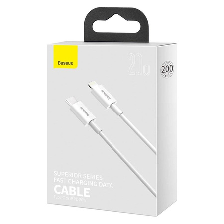 Baseus Superior kabel USB Typ C - Lightning Power Delivery 20 W 2 m Biały (CATLYS-C02)