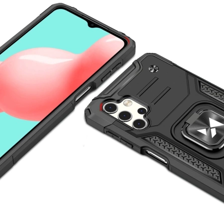 Wozinsky Ring Armor Tough Hybrid Case Cover + Magnethalterung für Samsung Galaxy A32 5G schwarz