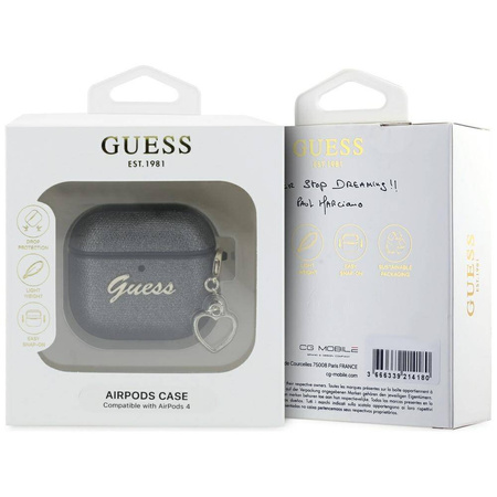 Oryginalne Etui APPLE AIRPODS 4 Guess Metallic Script Charm czarne