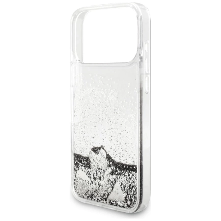Guess Liq case. Glitter Charms for iPhone 17 Pro - silver