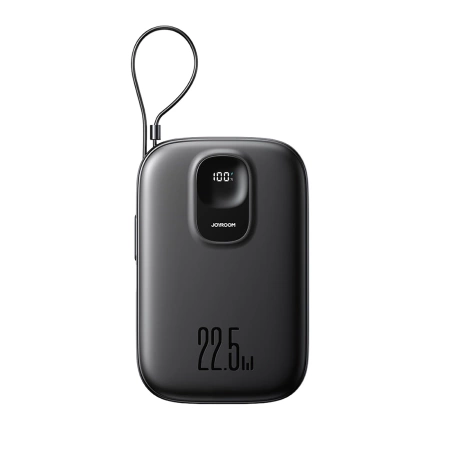 Joyroom JR-PBF18 22,5 W 10000 mAh Powerbank mit integriertem Lightning Kabel + USB-C-Kabel 0,25 cm - Schwarz