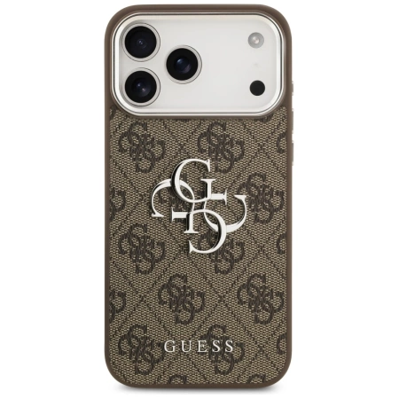 Etui Guess 4G Big 4G Classic Logo na iPhone 17 Pro Max brązowy - srebrne