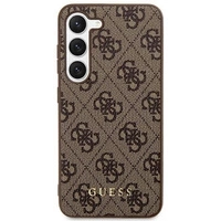 Guess 4G Metal Gold Logo Hülle für Samsung Galaxy S24+ - braun