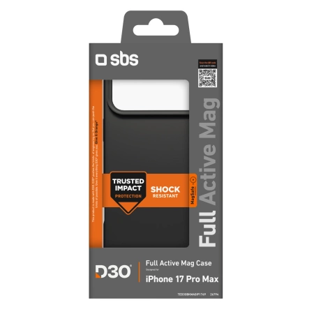 SBS Full Active Mag Case with D3O Technology for iPhone 17 Pro Max - Black