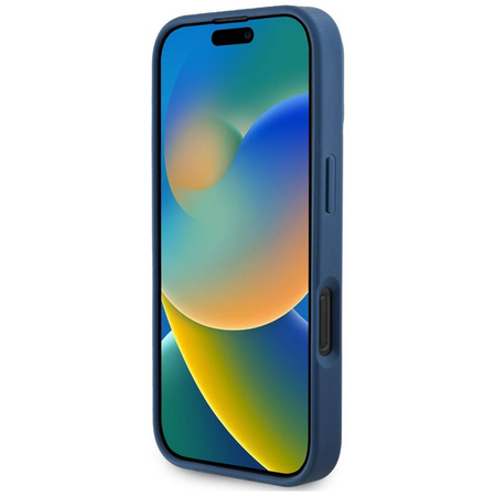 Etui IPHONE 16 PRO MAX Guess Grained Printed Flower Pattern MagSafe niebieskie