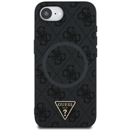 Guess 4G Ring Triangle Logo MagSafe Case für iPhone 16e - Schwarz