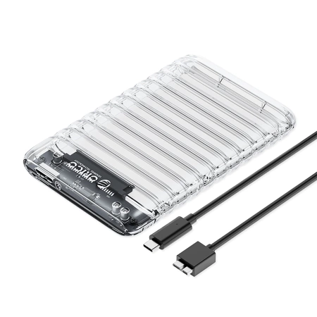 Kieszeń dyskowa 2,5" HDD/SSD USB Micro-B 5Gbps - przezroczysta