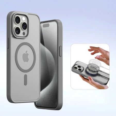 Dux Ducis Lawa Leather Case for iPhone 15 Pro Max - Gray