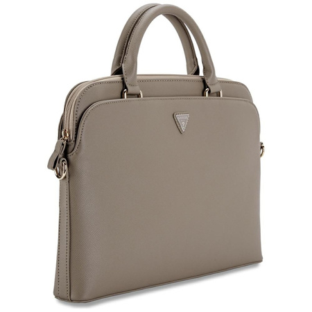 Tasche LAPTOP 15" Guess Grained Zipper Pocket Triangle Logo braun