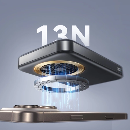 Joyroom JR-PBM12 10000 mAh 22,5 W Qi2 Powerbank, MagSafe kompatibel, mit Ringbasis - Schwarz