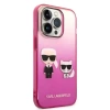Original Handyhülle IPHONE 14 PLUS Karl Lagerfeld Hardcase Gradient Ikonik Karl & Choupette (KLHCP14MTGKCP) rosa
