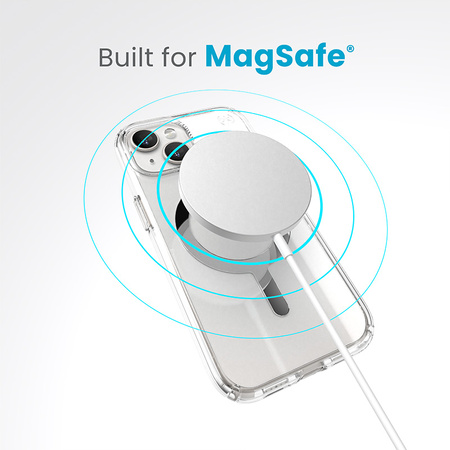 Speck Presidio Perfect-Clear MagSafe - Etui iPhone 15 / iPhone 14 / iPhone 13 (Clear / Chrome Finish / Serene Silver)