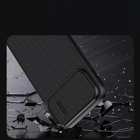 Nillkin Textured S Case iPhone 14 Pro Max gepanzerte Hülle mit Kameraabdeckung blau