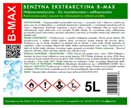Odorless extraction gasoline B-MAX 5L