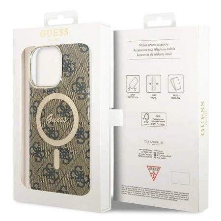 Guess IML 4G MagSafe Case für iPhone 15 Pro Max - Braun