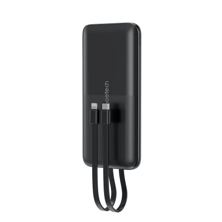 Choetech B654 10000 mAh 22,5 W USB-A/USB-C/Micro-USB-Powerbank mit integriertem USB-C/ Lightning Kabel – Schwarz