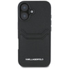 Original Handyhülle IPHONE 16 Karl Lagerfeld HC Grained PU Cardslot Metal Elong schwarz