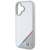 Original Handyhülle IPHONE 16 BMW Hardcase M Carbon Tricolor Line MagSafe (BMHMP16S23PUDTS) grau