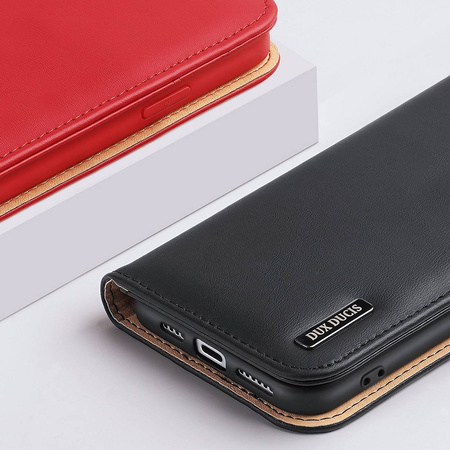 Dux Ducis Hivo echt Leder booktype case schutzhülle aufklappbare hülle für iPhone 14 Plus schwarz