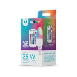 Żarówka LED E14 C37 RGB + Biały 5W z pilotem 250lm Forever Light