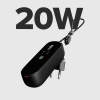 Powerbank SBS Hybrid PD 20W 5000mAh z wbudowanym kablem i składaną wtyczką - czarny