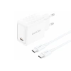 FONENG ładowarka sieciowa EU55 GaN PD 20W 1xUSB-C + kabel USB-C - USB-C Biały