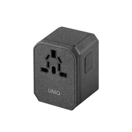 Uniq Load. network. Voyage World Adapter 33W + 2xUSB + PD 18W + QC 3.0 grey/charcoal gray (LITHOS Collective)