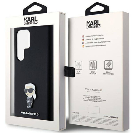 Oryginalne Etui KARL LAGERFELD hardcase Silicone Ikonik Metal Pin KLHCS24LSMHKNPK do Samsung Galaxy S24 Ultra czarny