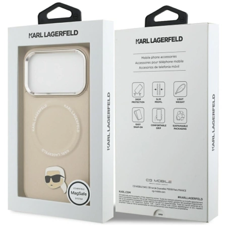 Etui Karl Lagerfeld Karl Pin MagSafe do iPhone 17 Pro - beżowe