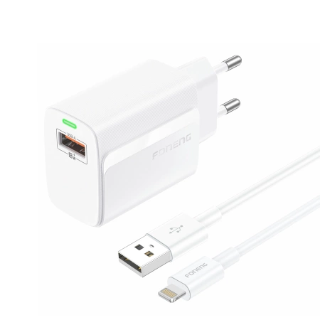 FONENG ładowarka sieciowa EU64 18W 1xUSB QC3.0 + kabel Lightning Biały