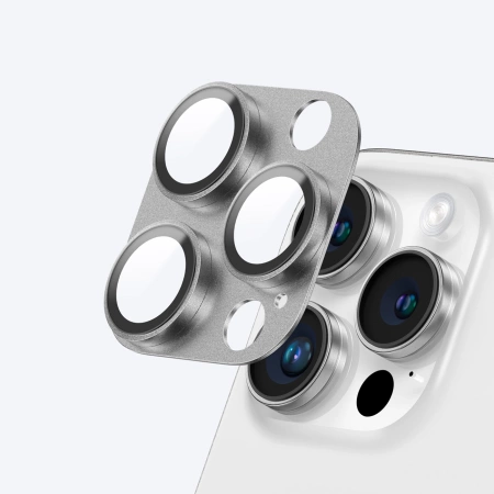 AmazingThing Aviation-Grade Alloy Tempered Glass Lens for iPhone 16 Pro / 16 Pro Max Camera Lens - Gray