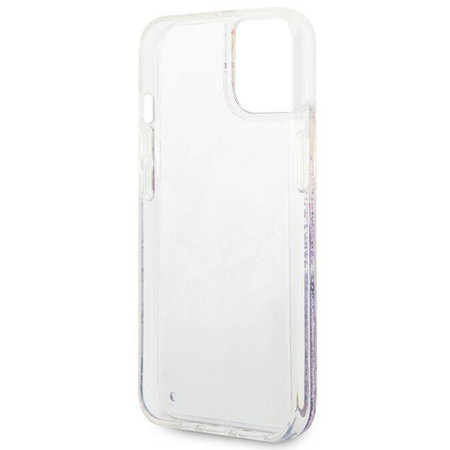 Case IPHONE 14 PLUS Guess Hardcase Flower Liquid Glitter purple
