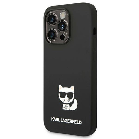Original Handyhülle IPHONE 14 PRO MAX Karl Lagerfeld Hardcase Silicone Choupette Body schwarz