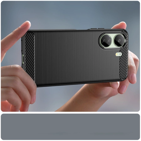 Etui Carbon Case do Xiaomi Redmi 13c elastyczny silikonowy karbonowy pokrowiec - czarny
