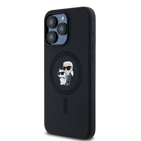 Oryginalne Etui KARL LAGERFELD hardcase Silicone Karl & Choupette Ring MagSafe KLHMP15XSCMKCRHK do Iphone 15 Pro Max czarny
