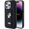 Karl Lagerfeld Gripstand Saffiano Karl&amp;Choupette Pins Hülle für iPhone 15 Pro – Schwarz