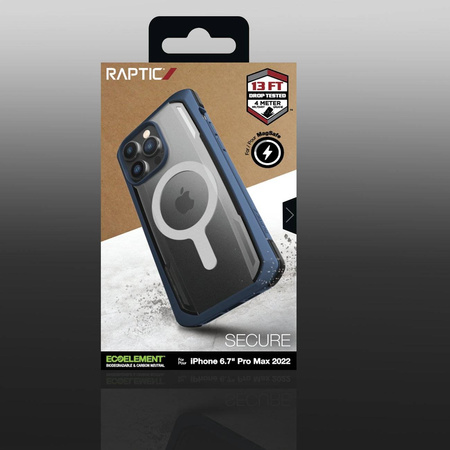 Raptic X-Doria Secure Case für iPhone 14 Pro Max mit gepanzerter MagSafe-Hülle blau