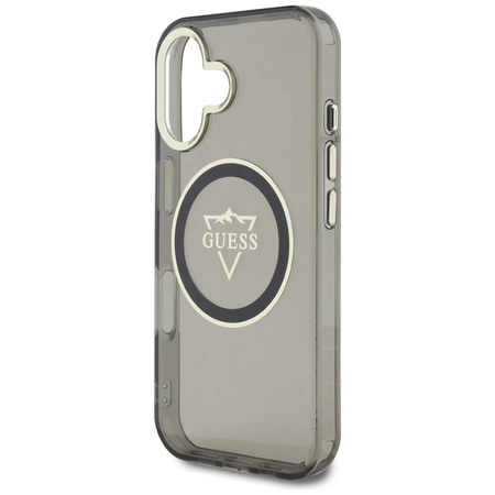 Oryginalne Etui IPHONE 16 Guess IML Metal Mountain Logo MagSafe czarne
