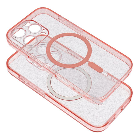 Futerał CLEAR MAG COVER z ochroną aparatu kompatybilny z MagSafe do IPHONE 16 Pro pink glitter