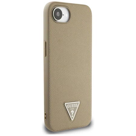 Guess Grained Triangle MagSafe iPhone 16e Hülle - Braun