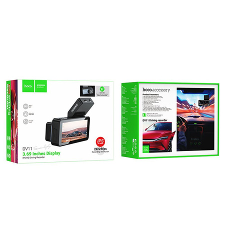HOCO kamera samochodowa z wyświetlaczem 3,69" 2K GPS DV11 srebro szara