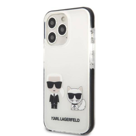 Original Handyhülle IPHONE 13 PRO Karl Lagerfeld Hardcase Karl&Choupette weiß