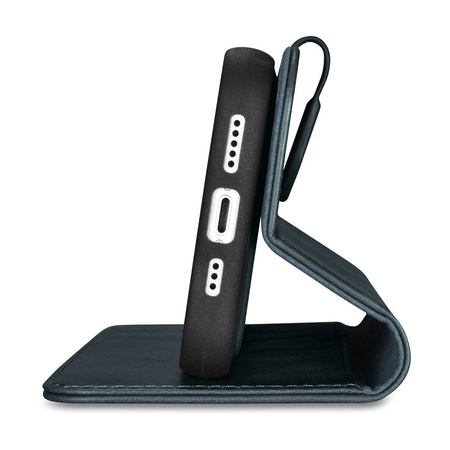 iCarer Oil Wax Wallet Case 2in1 Case iPhone 14 Pro Max Leather Flip Cover Anti-RFID Blue (WMI14220724-BU)