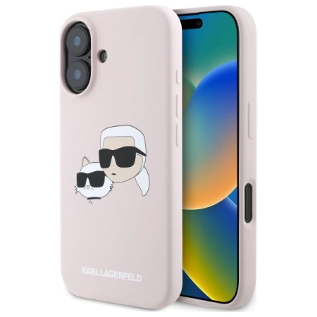 Karl Lagerfeld Silikonhülle Heads Print MagSafe für iPhone 16 - Rosa